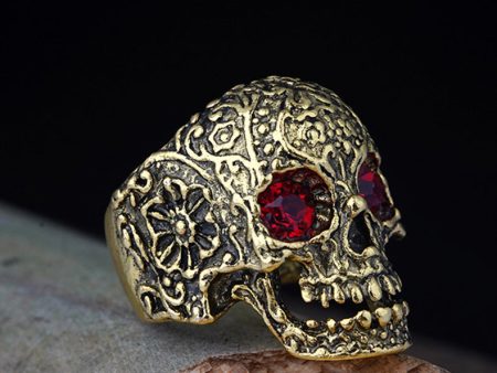 Wholesale Crystal Color Eyes Skull Open Adjustable Ring Online Hot Sale