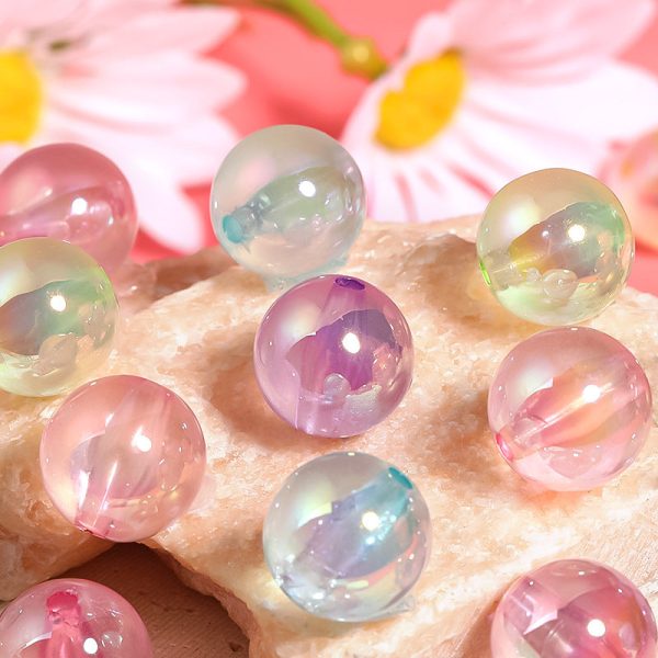 Wholesale 100pcs 16mm Acrylic Through Hole Round Beads Jelly Transparent Color Diy Accessories Beads For Discount