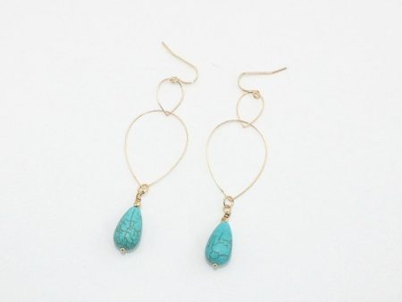 Wholesale Copper Hoop Teardrop Turquoise Earrings Online now