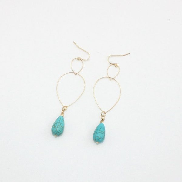 Wholesale Copper Hoop Teardrop Turquoise Earrings Online now