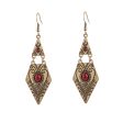 Wholesale Bohemian Creative Geometric Diamond Inlaid Gem Alloy Earrings Online Sale