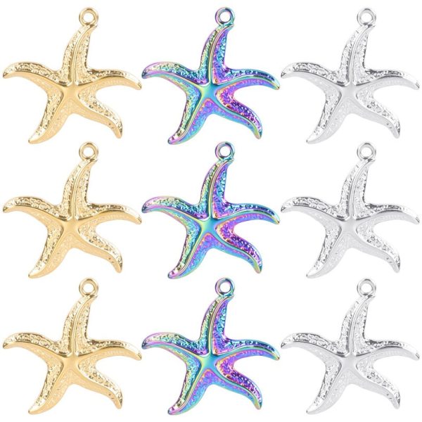 Wholesale Steel Color Irregular Starfish Titanium Steel Colorful Pendant Accessories For Discount