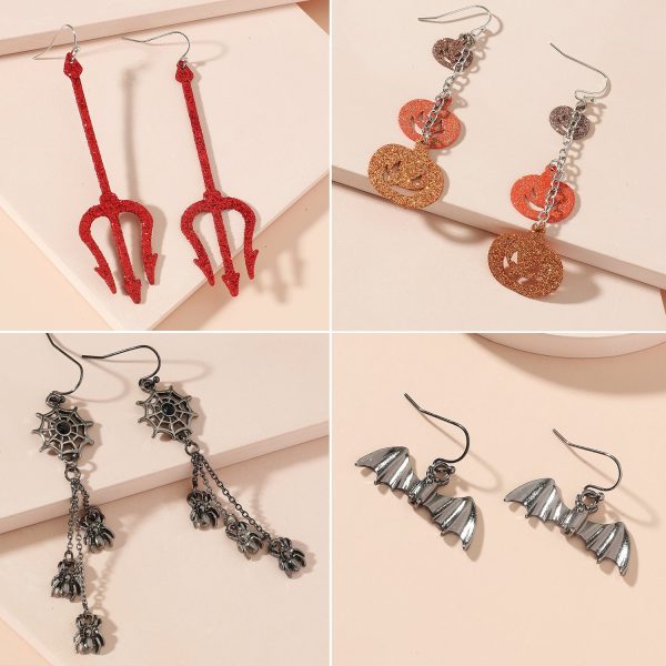 Wholesale Halloween Series Funny Spider Skull Earrings Supply