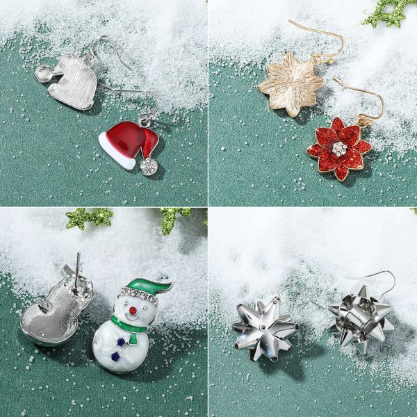 Wholesale Christmas Fashion Cute Alloy Oil Dripping Elk Snowflake Earrings Supply