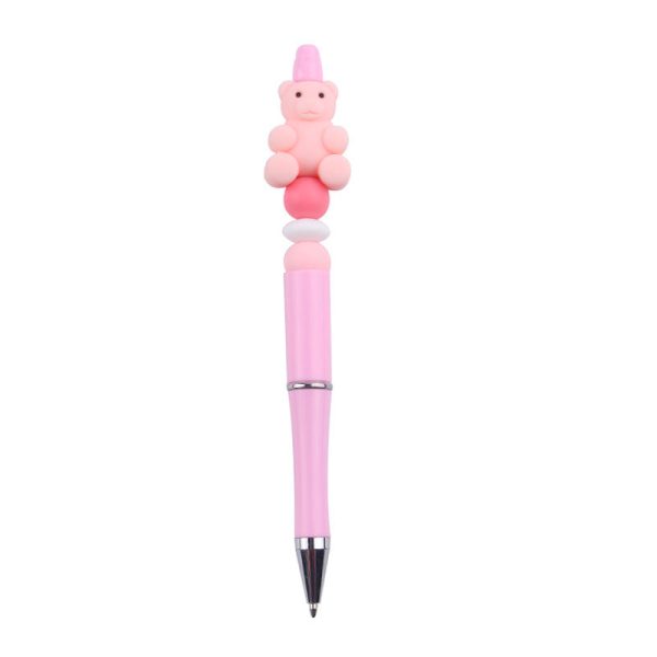 Wholesale Beaded Pens DIY Handmade Bear Silicone Beads Colorful Plastic Ballpoint Pen Sale