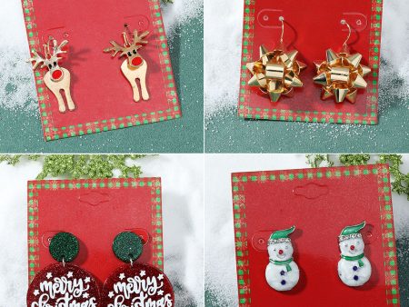 Wholesale Christmas Fashion Cute Alloy Oil Dripping Elk Snowflake Earrings Supply