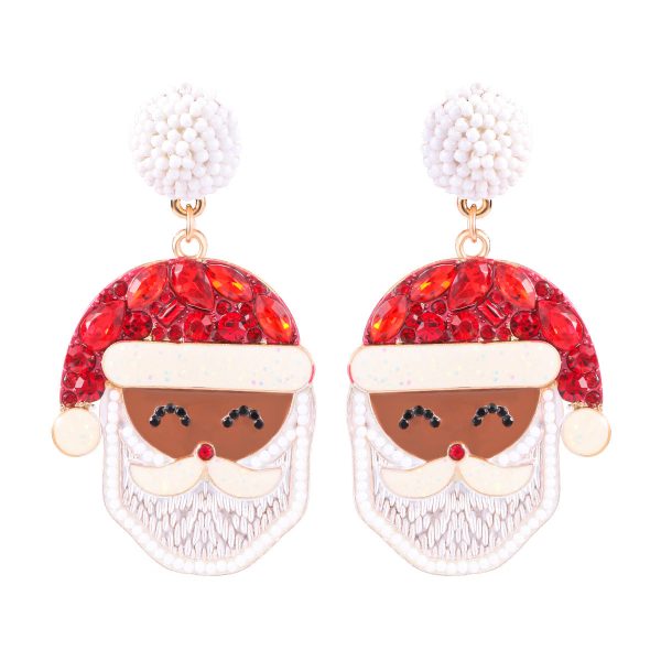 Wholesale 3 pairs 1 pack Christmas creative Santa Claus Granny oil dripping diamond earrings Online now