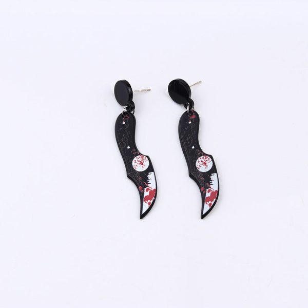 Wholesale Halloween Acrylic Print Blood Knife Earrings For Cheap