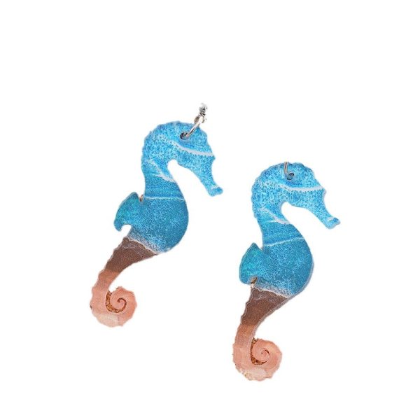 Wholesale Bohemian Wave Starfish Turtle Shell Seahorse Pendant Acrylic Earrings For Cheap