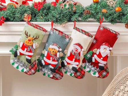 Wholesale Linen Large Christmas Stocking Gift Bag Pendant Cheap