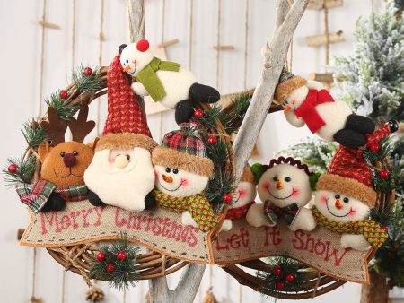 Wholesale New Santa Claus Snowman Elk Rattan Pendant Ornament For Cheap