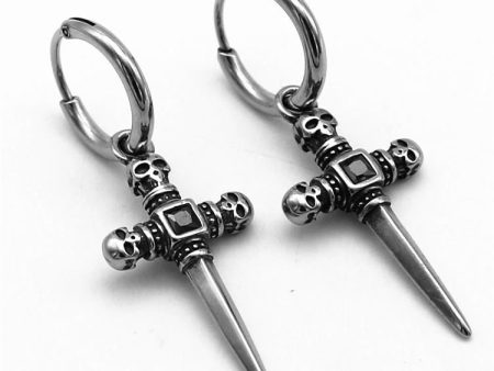 Wholesale Skeleton Cross Titanium Steel Earrings For Cheap