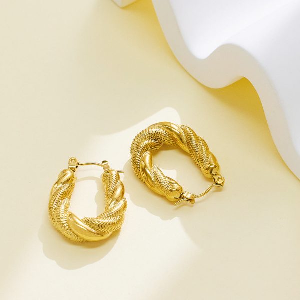 Wholesale High-grade Gold Stainless Steel Braided Thick U-shaped Earrings For Discount