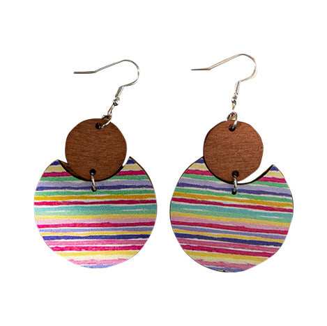 Wholesale Exaggerated Boho Wooden Round Earrings For Sale