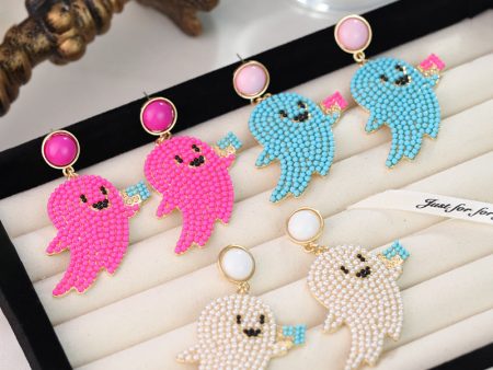 Wholesale Halloween Cute Cartoon Ghost Little Devil Rice Bead Earrings For Sale