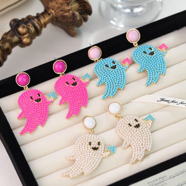 Wholesale Halloween Cute Cartoon Ghost Little Devil Rice Bead Earrings For Sale