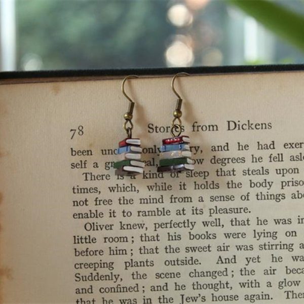 Wholesale Gothic Retro Creative Stacking Book Library Color Earrings Sale