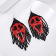 Wholesale Halloween Hand-woven Skull Pumpkin Tassel Rice Bead Earrings Online