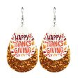 Wholesale 2 Pairs pack Thanksgiving Double Leather Shiny Pumpkin Pie Coffee Turkey Earrings Cheap