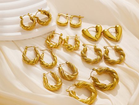 Wholesale High-grade Gold Stainless Steel Braided Thick U-shaped Earrings For Discount