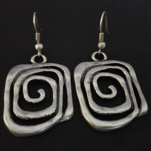 Wholesale Exaggerated Personality Spiral Hollow Square Alloy Earrings on Sale