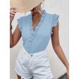 Wholesale Summer Solid Color V-neck Ruffled Short-sleeved Shirt Online now