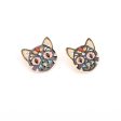 Wholesale Exaggerated Oil-drop Color Black Cat Inlaid with Rhinestone Alloy Earrings on Sale