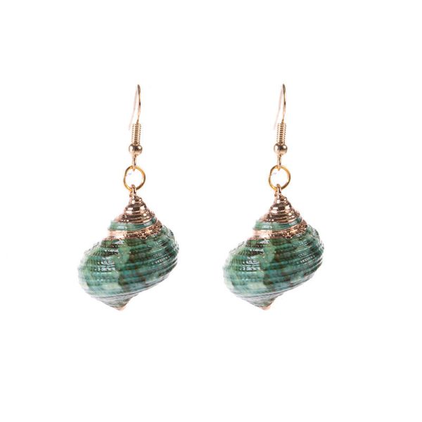 Wholesale Gold-rimmed Ocean Style Conch Seashell Earrings Online