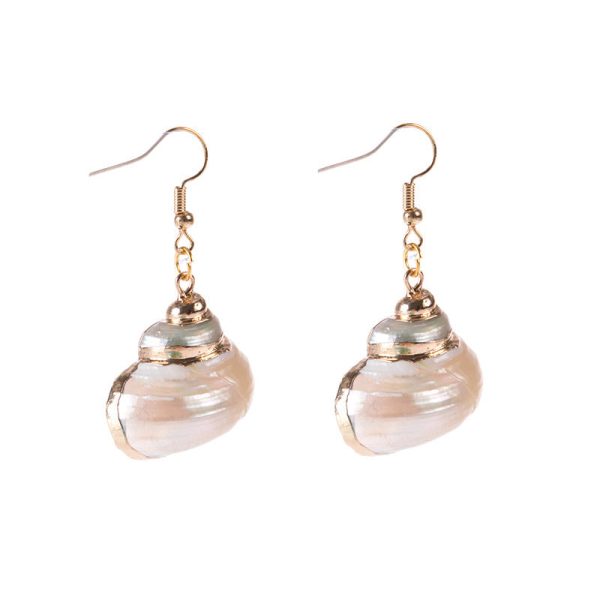 Wholesale Gold-rimmed Ocean Style Conch Seashell Earrings Online