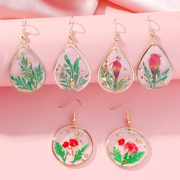 Wholesale Resin Epoxy Flower Earrings For Discount