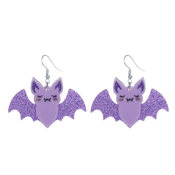 Wholesale Bat Creative Flash Halloween Party Acrylic Earrings Online now