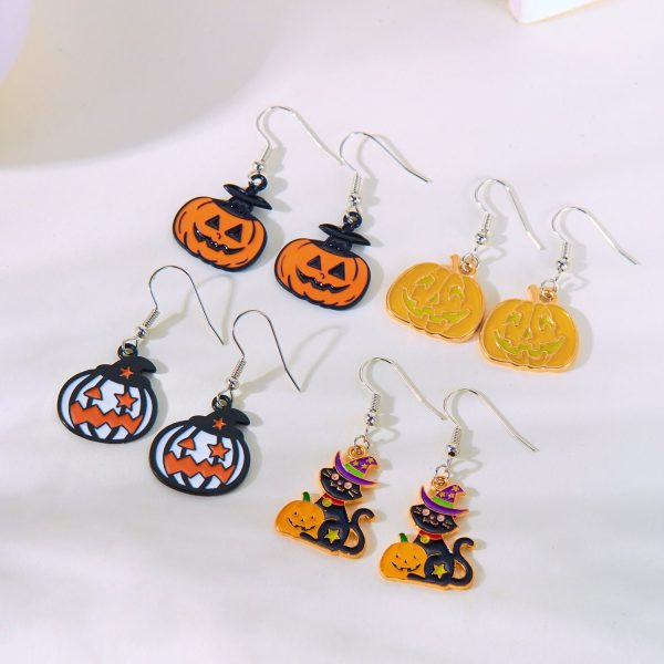 Wholesale Dark Style Halloween Pumpkin Skull Earrings Cheap