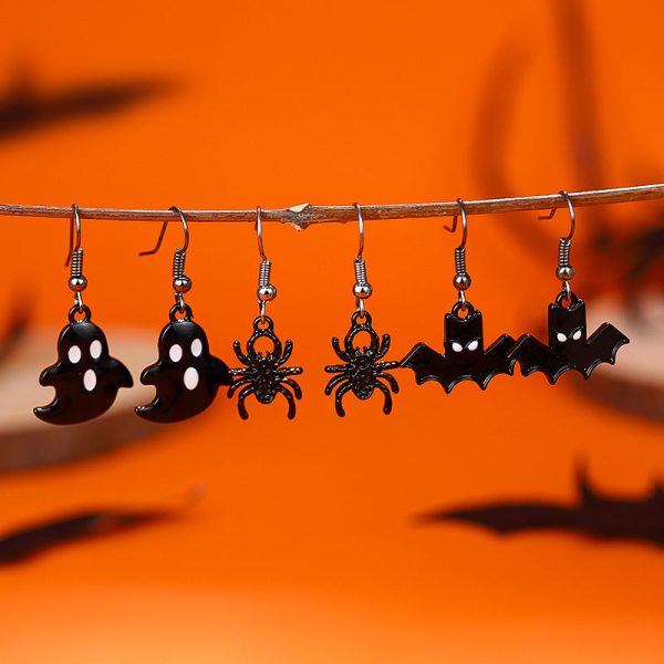 Wholesale Halloween Creative Funny Dark Ghost Bat Spider Skull Earrings Online now