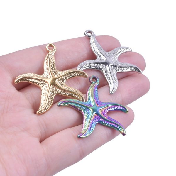 Wholesale Steel Color Irregular Starfish Titanium Steel Colorful Pendant Accessories For Discount