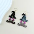 Wholesale Halloween Acrylic Wizard Hat Boots Printed Earrings Fashion