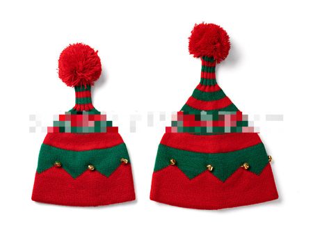 Wholesale Autumn and Winter Christmas Halloween Bell Parent-kid Knitted Striped Beanie Hot on Sale