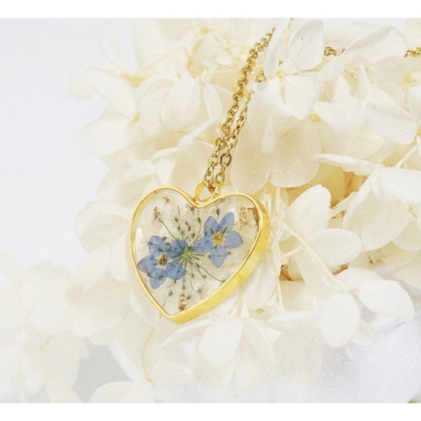 Wholesale 6pcs Love Forget-Me-Not Epoxy Real Flower Necklace Online Sale