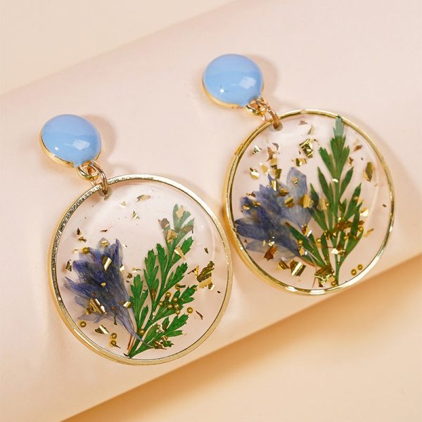 Wholesale Resin Dripping Dried Flower Earrings Online now