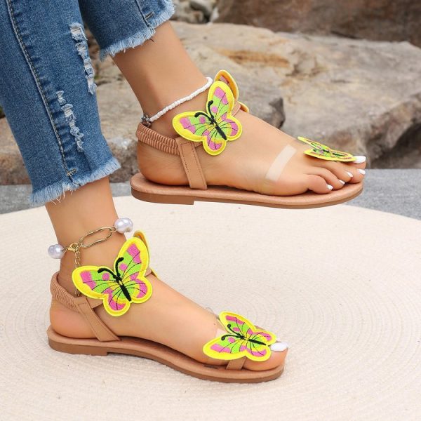 Wholesale Light Bow and Loose Banded Tights Flat Toe Flat Base Sandals For Sale