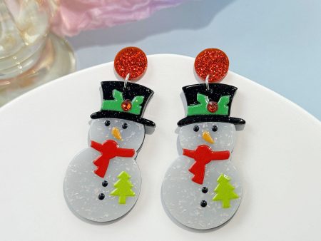 Wholesale Cartoon Cute Santa Claus Acrylic Earrings For Discount