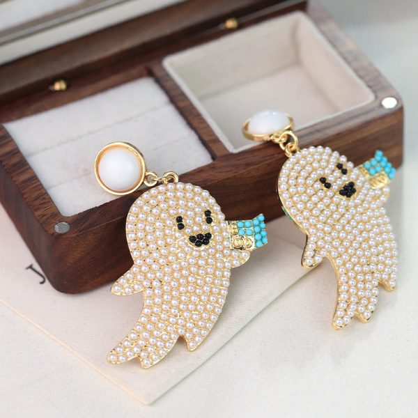 Wholesale Halloween Cute Cartoon Ghost Little Devil Rice Bead Earrings For Sale