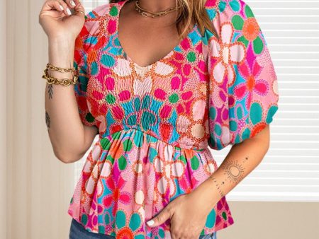 Wholesale Bohemian Chiffon Shirt Waist Waist and Thin Flower Printed Cock Top Hot on Sale