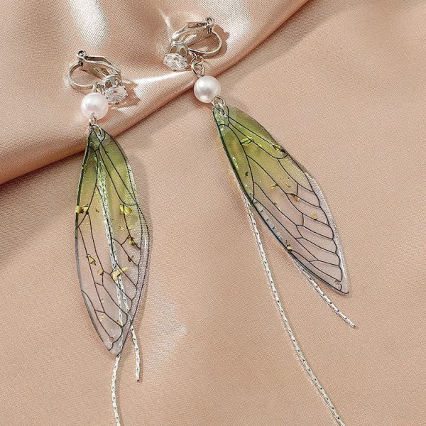 Wholesale Epoxy Butterfly Wing Gradient Tassel Earrings Fashion