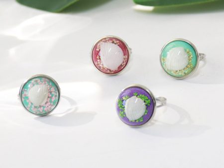 Wholesale 6pcs Real Flower Creative Floral Two-color Ring For Sale