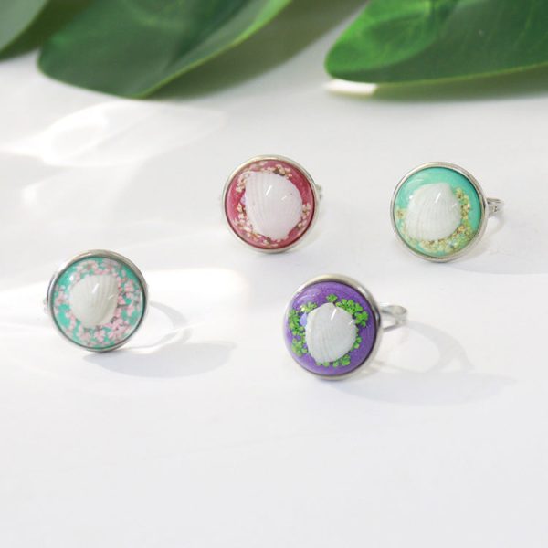 Wholesale 6pcs Real Flower Creative Floral Two-color Ring For Sale