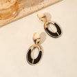 Wholesale Fashion Color Spray Paint Geometric Oval Hollow Double Layer Long Earrings Cheap