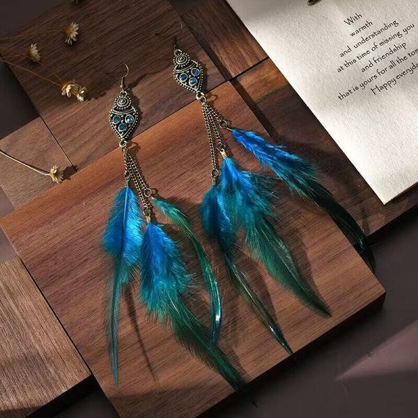 Wholesale Ethnic Style Chain Feather Earrings For Cheap