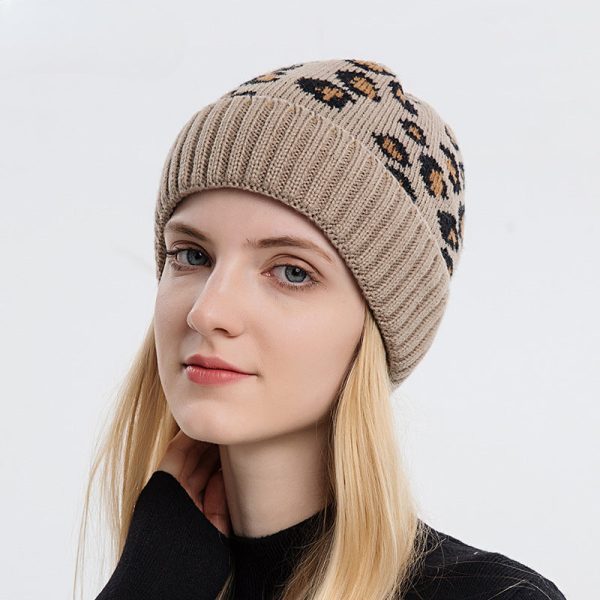 Wholesale  New Leopard Print Autumn winter Knit Hat Fashion