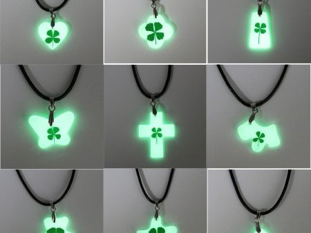 Wholesale 10pcs Luminous Natural Rubber Four-leaf Clover Pendant Necklace Hot on Sale