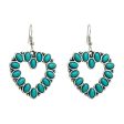 Wholesale Hollow Heart Cross Exaggerated Turquoise Earrings Fashion